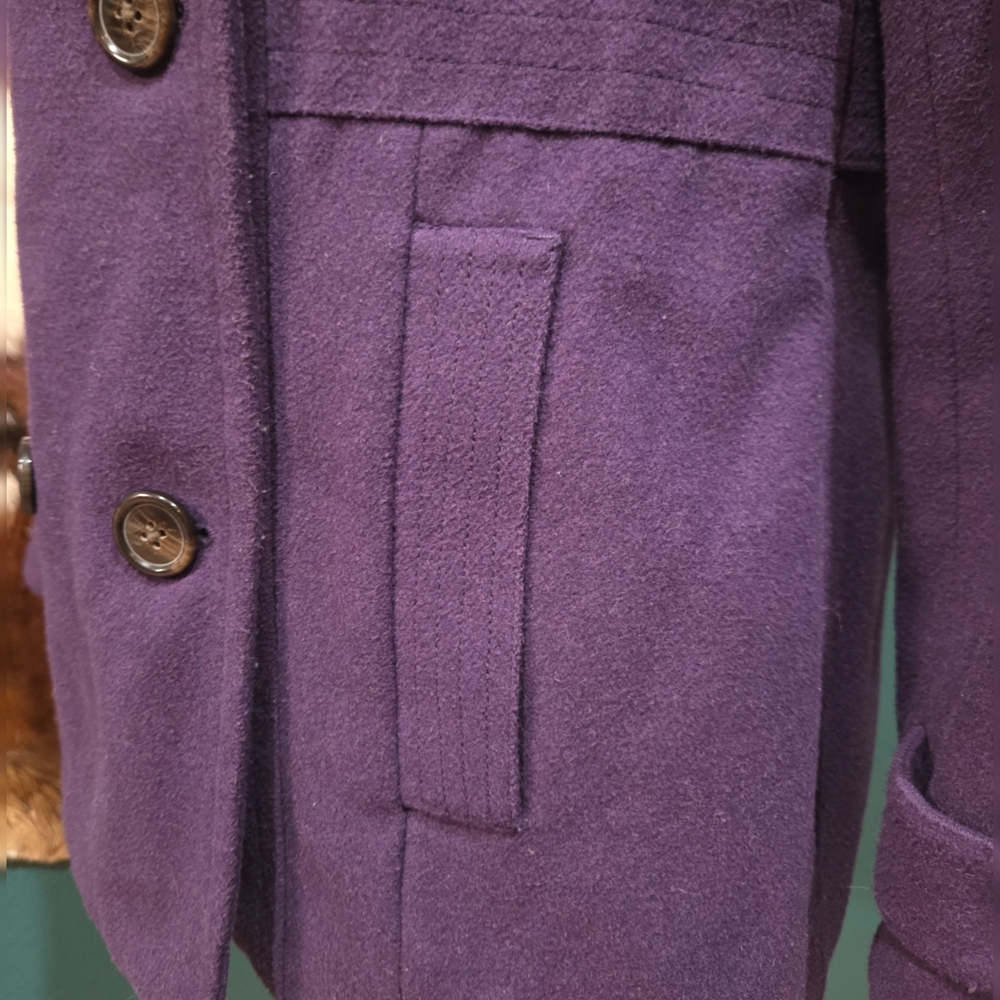 Relativity Women's Purple Pea Coat - Picture 4 of 11